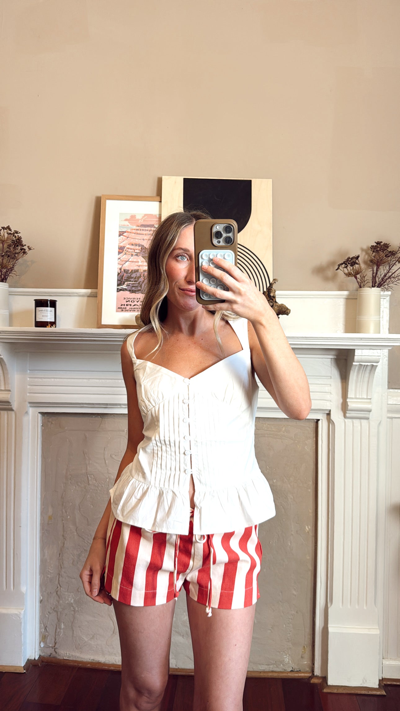 Poplin Sweetheart Neck Peplum Top