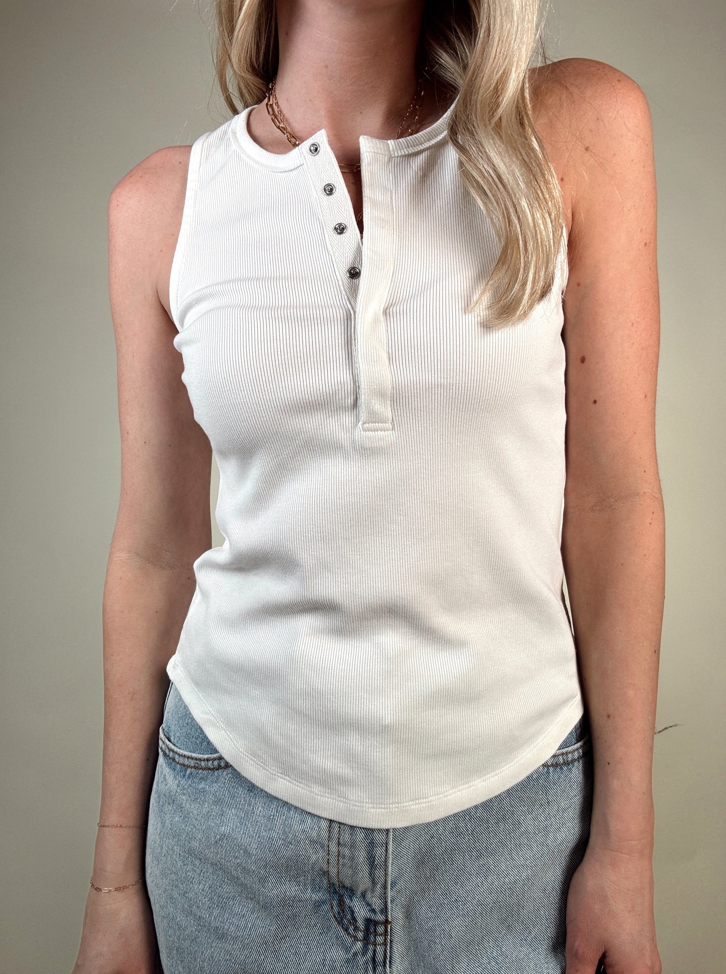 Ribbed Button Down Baby Tank