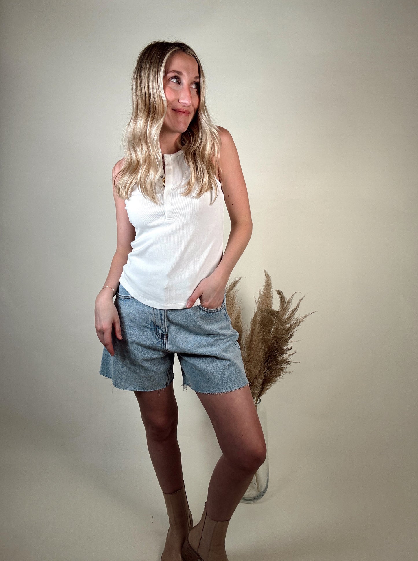 Ribbed Button Down Baby Tank
