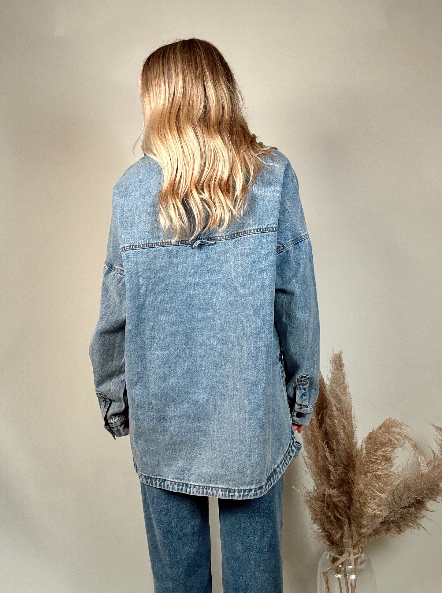 Snap Button Denim Shacket