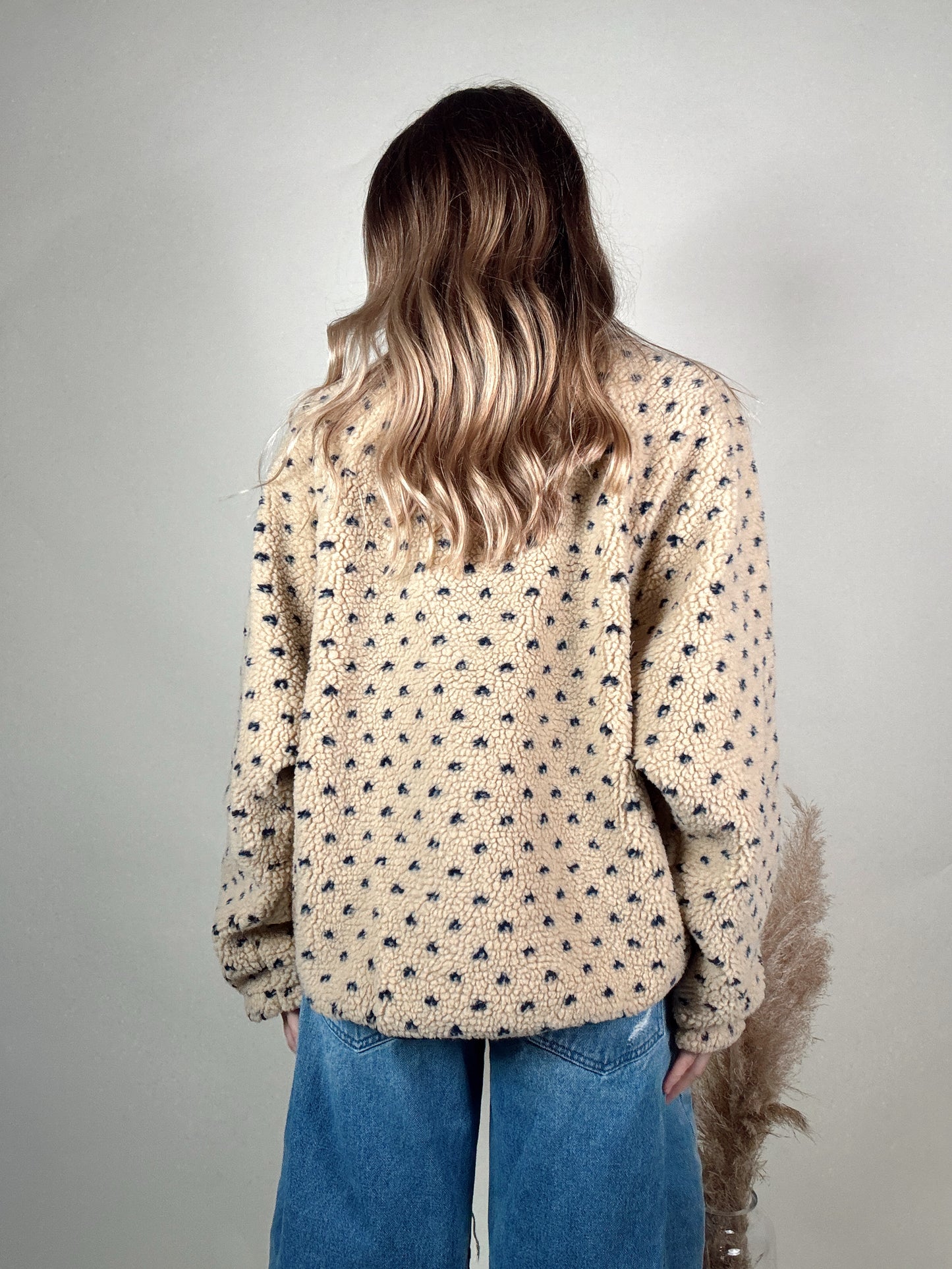 Navy Blue Heart Sherpa Fleece