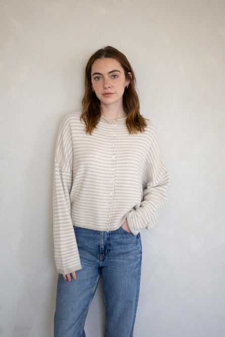 Nola Cardigan - Cream Stripes
