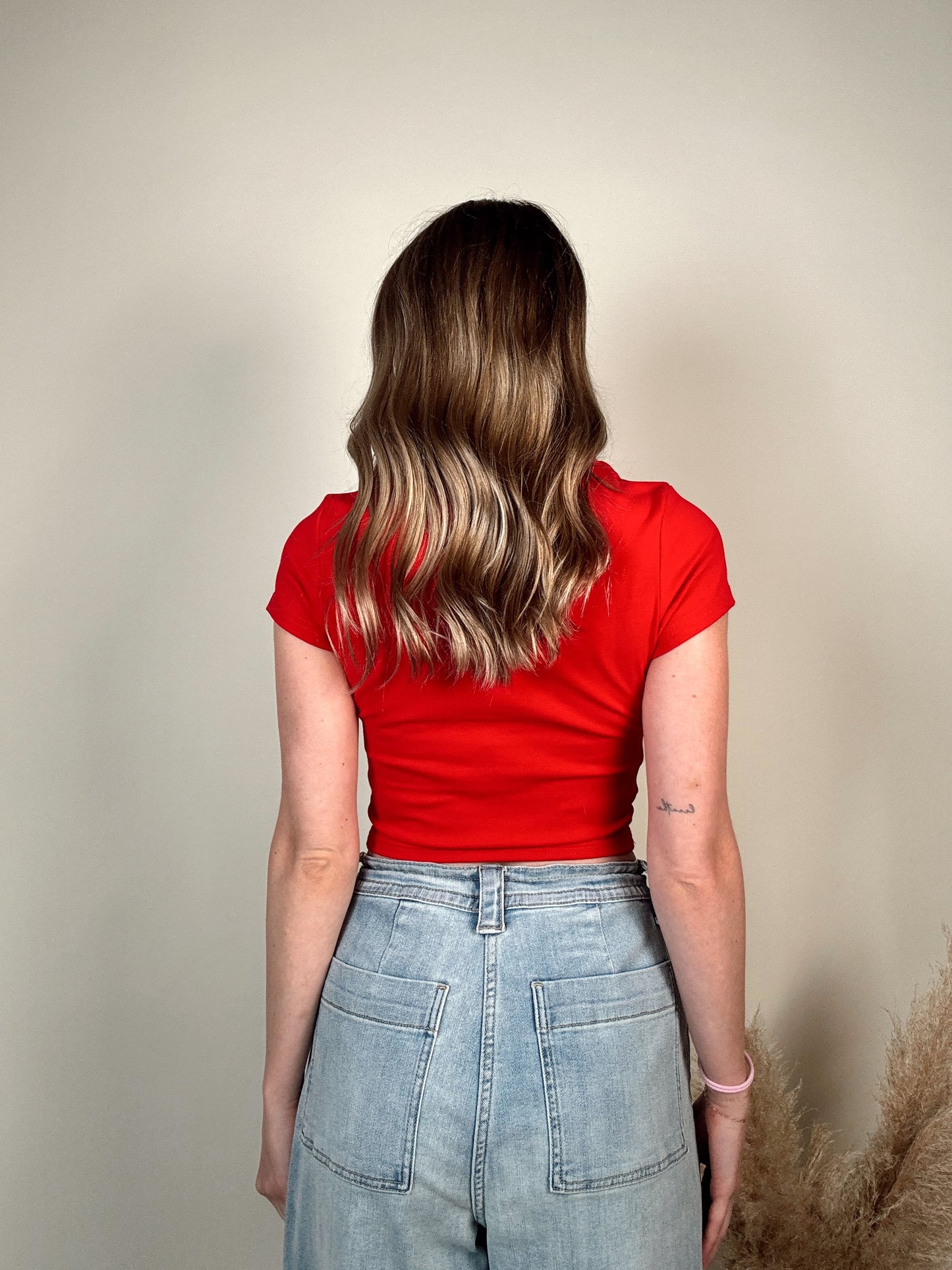 Double Bow Baby Tee - Red