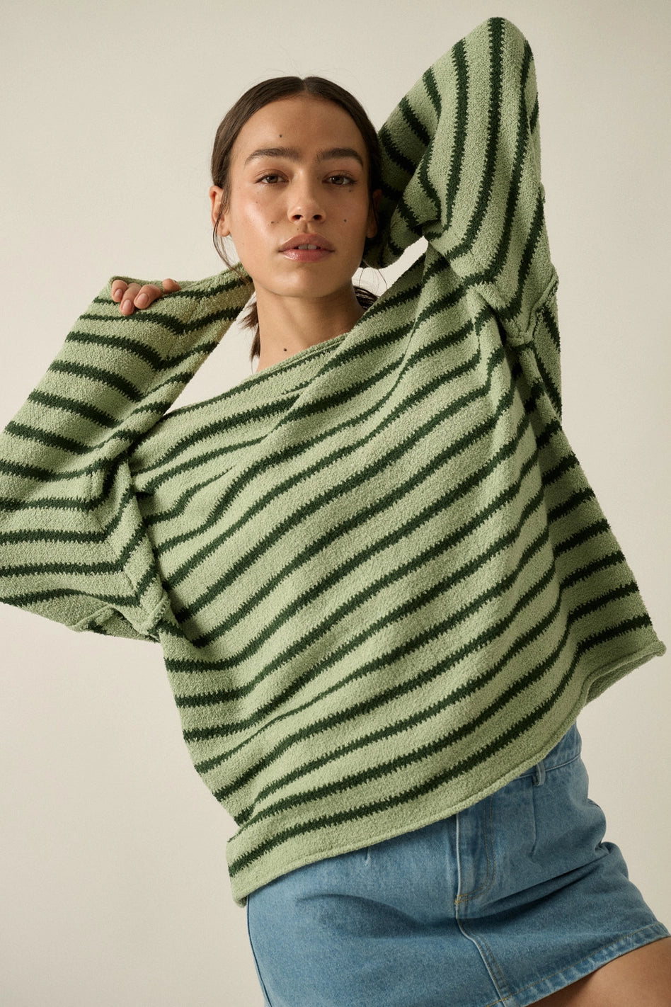 Madisyn Striped Knit Sweater - Aquamarine - PREORDER MARCH 15