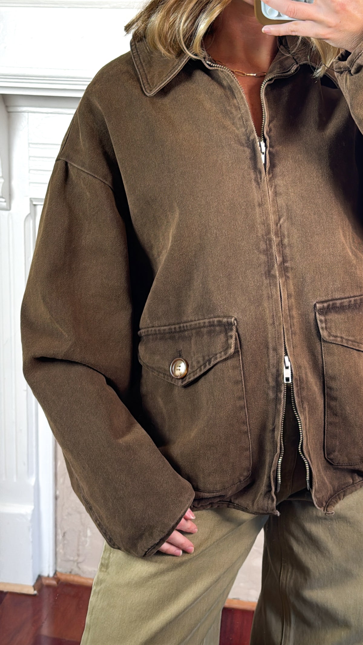 Long Sleeve Collared Denim Jacket