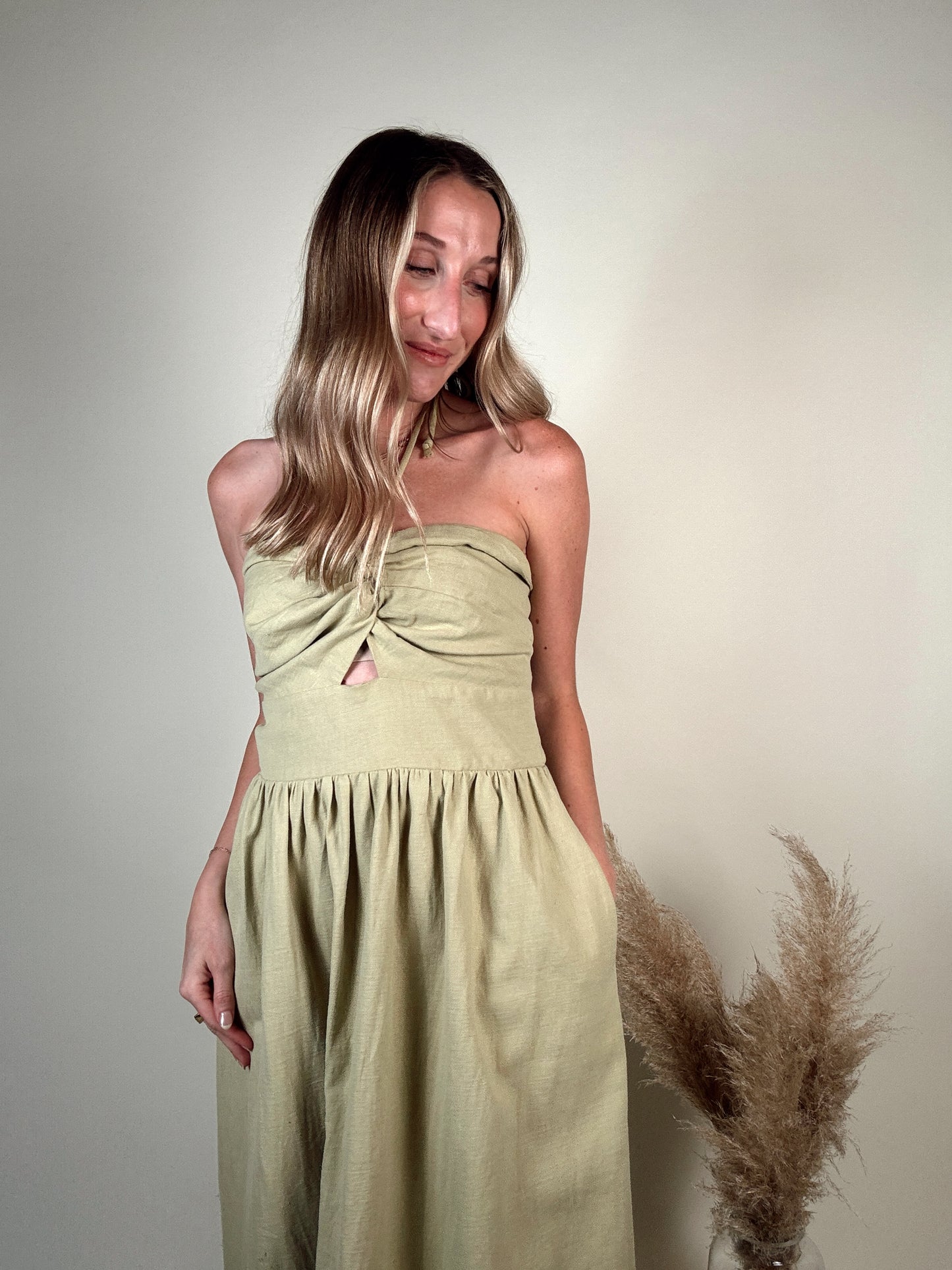 Lime Halter Neck Dress
