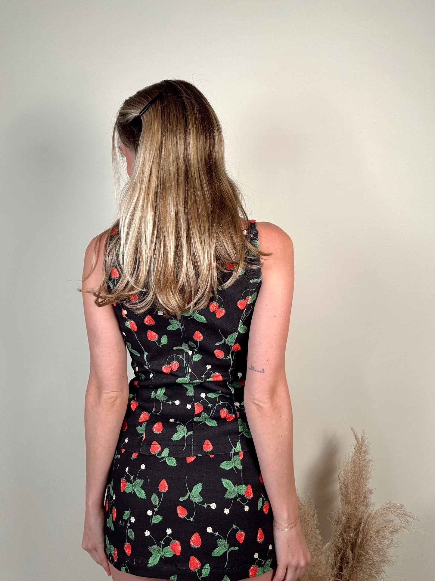 Strawberry Picnic Button Tank Top