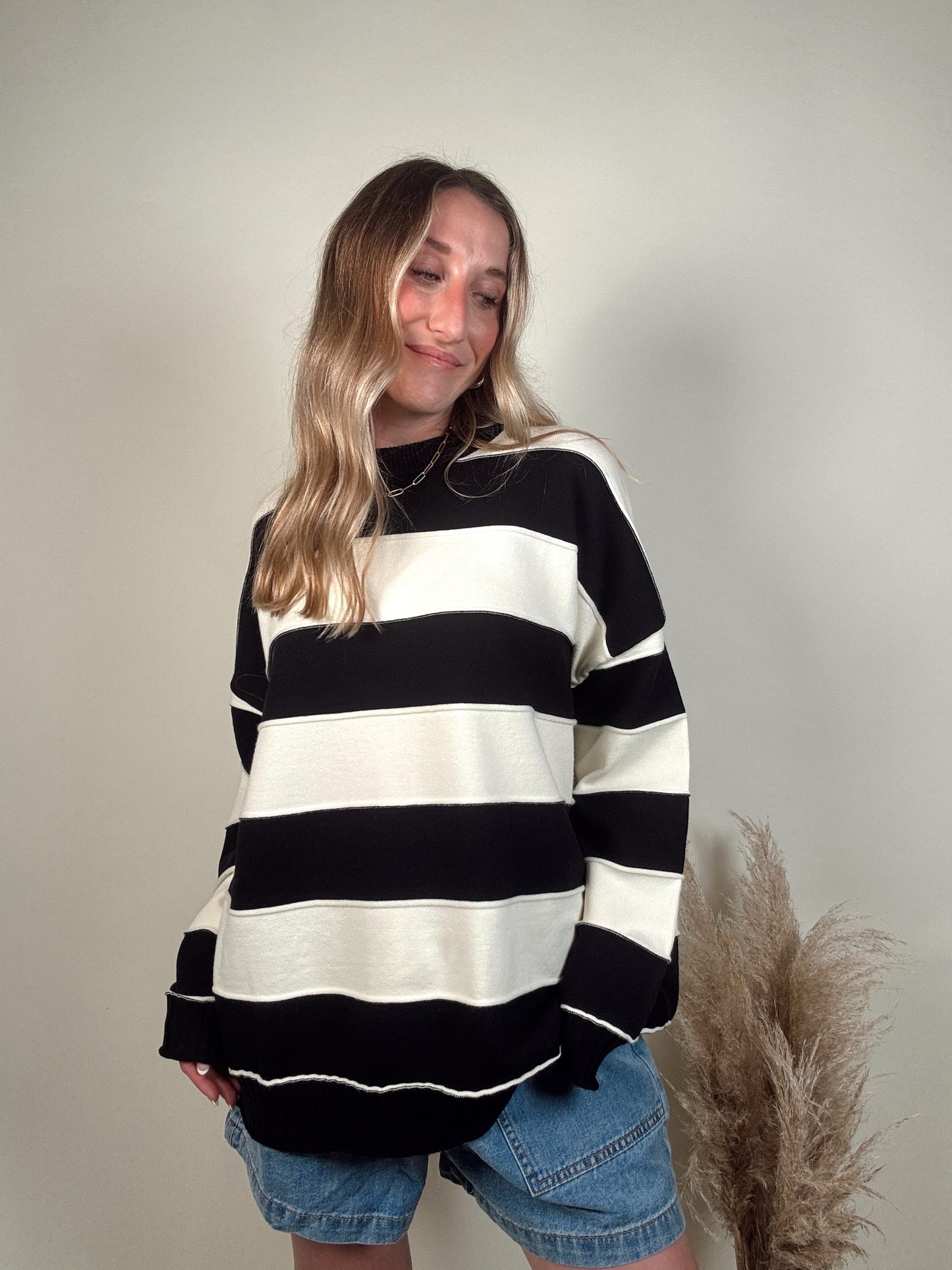Clermont Striped Pullover - Black
