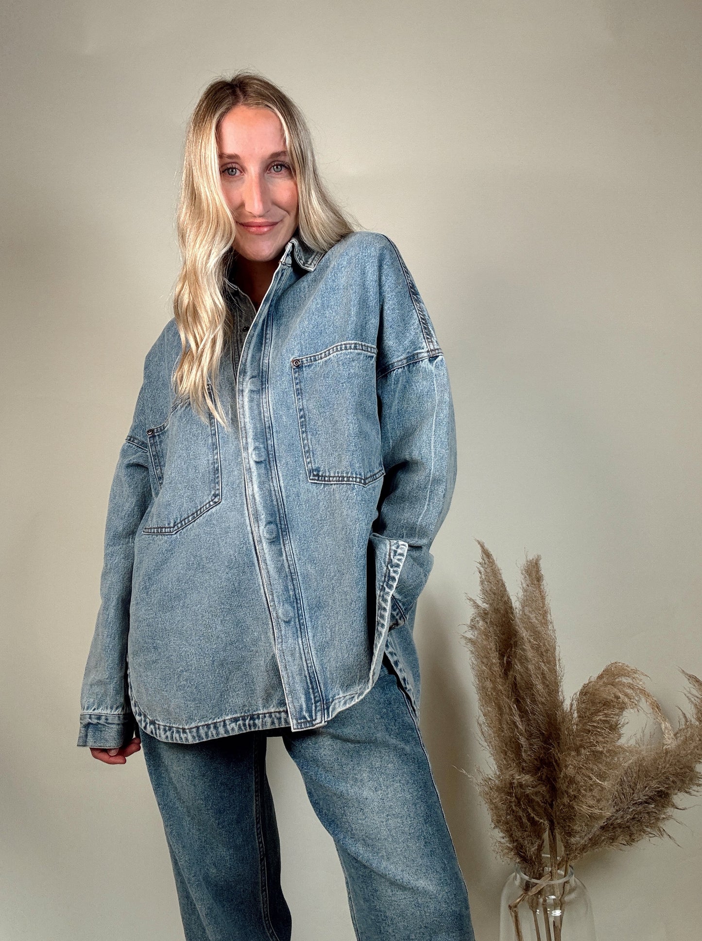 Snap Button Denim Shacket