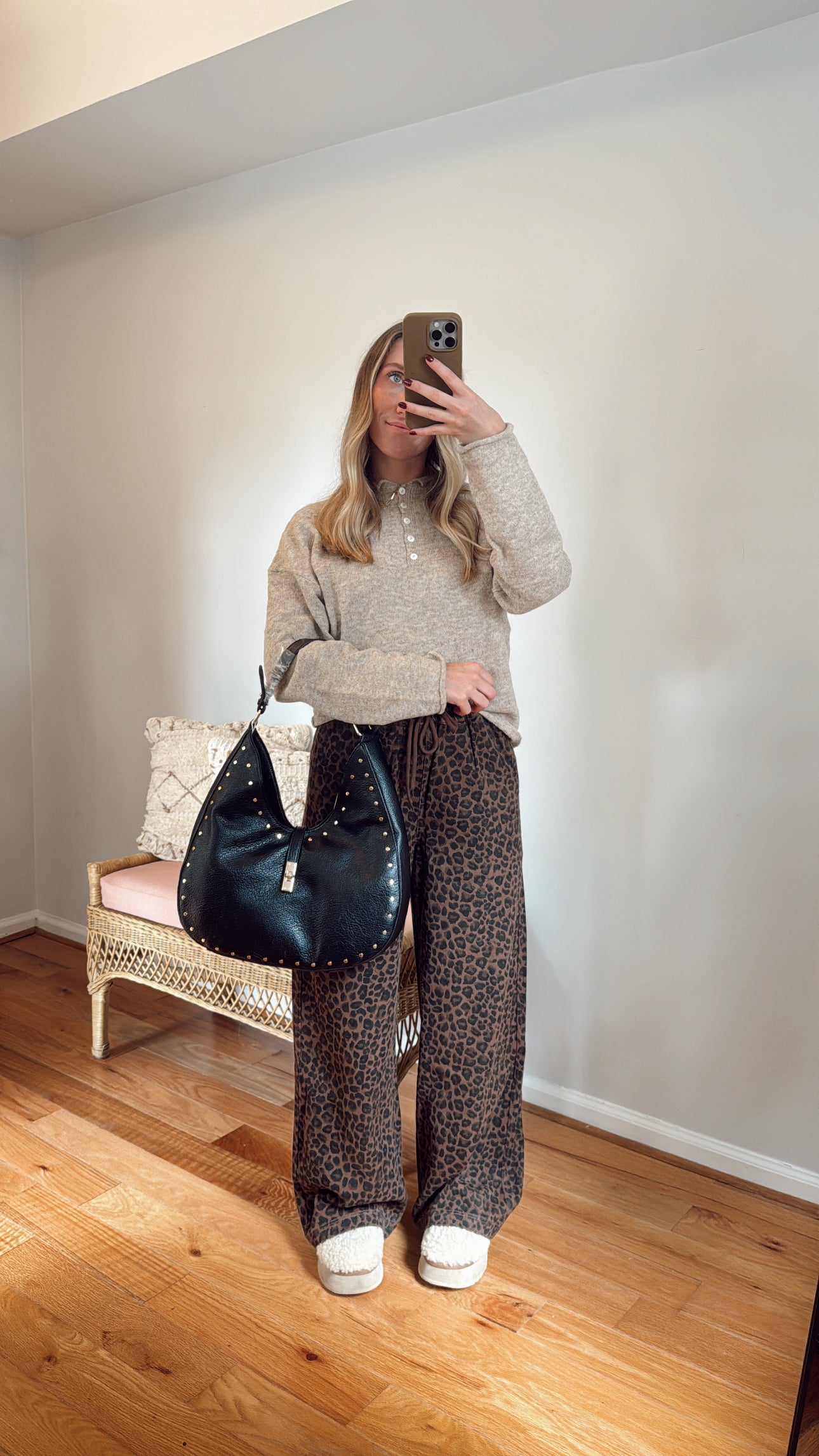 Leopard Print Denim Pants