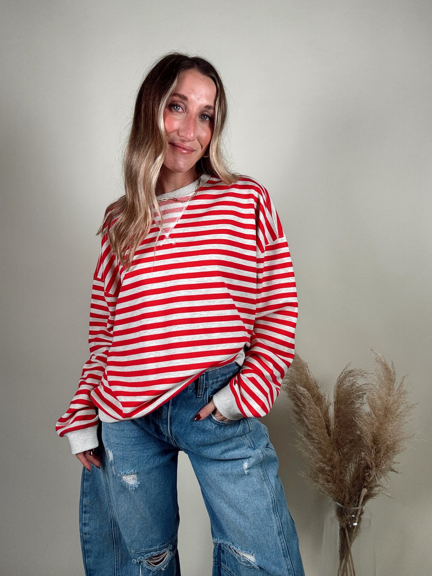 Red Striped Knitted Pullover