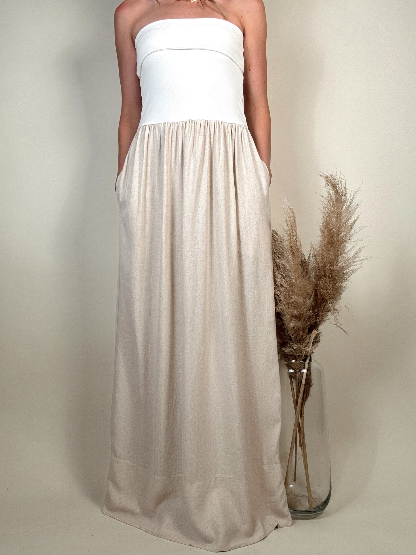 Remi Ribbed Linen Dress - White PREORDER END OF APRIL
