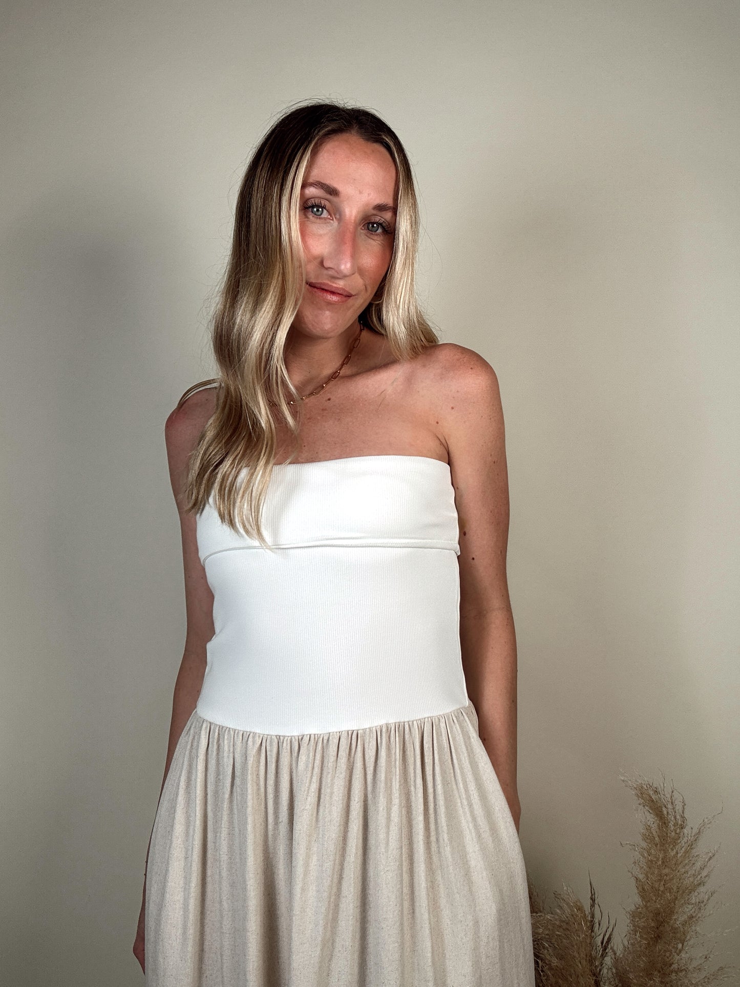 Remi Ribbed Linen Dress - White PREORDER END OF APRIL