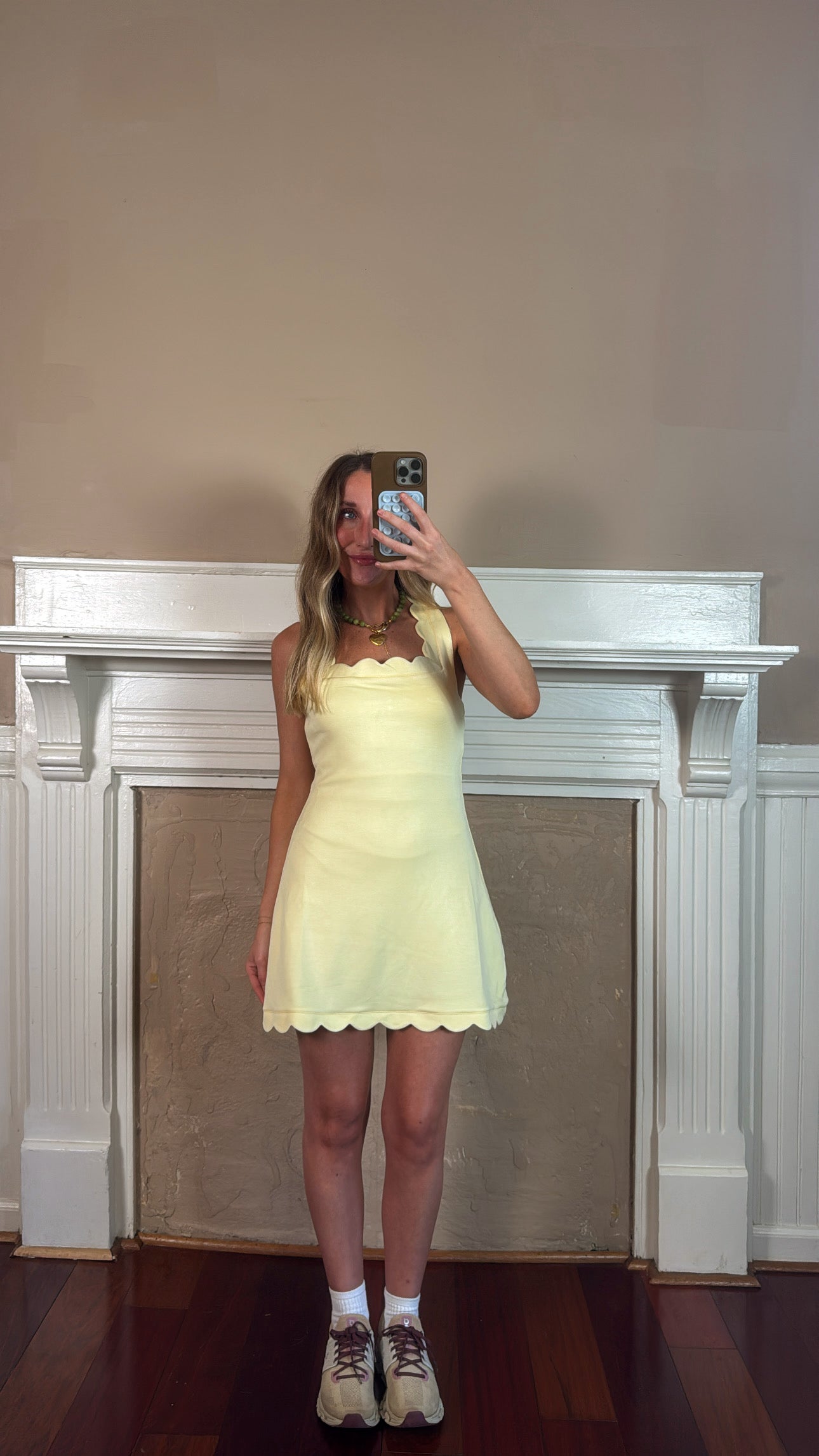 Scallop Scuba Mini Dress - Butter
