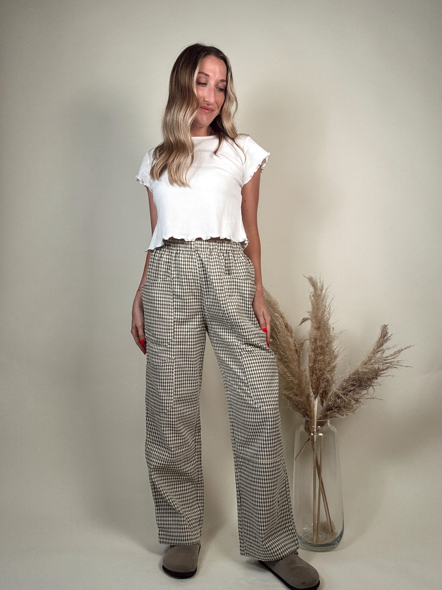 Olive Plaid Pants