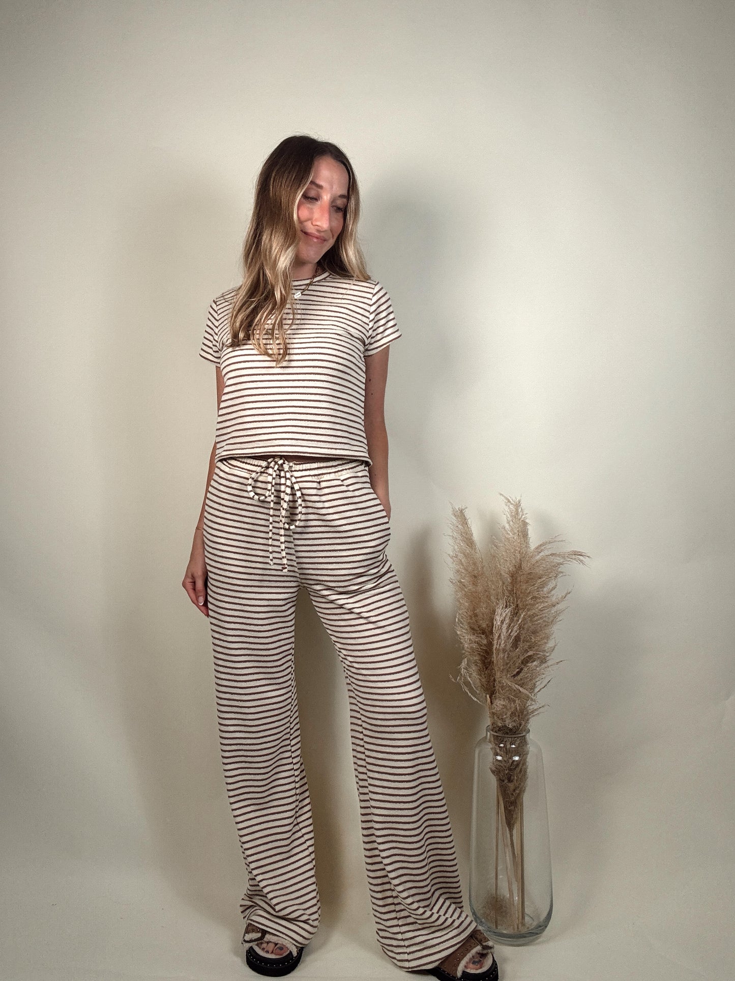 Sunday Lounge Striped Top and Pants Set