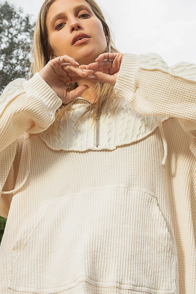 Heather Hooded Turtleneck Sweater