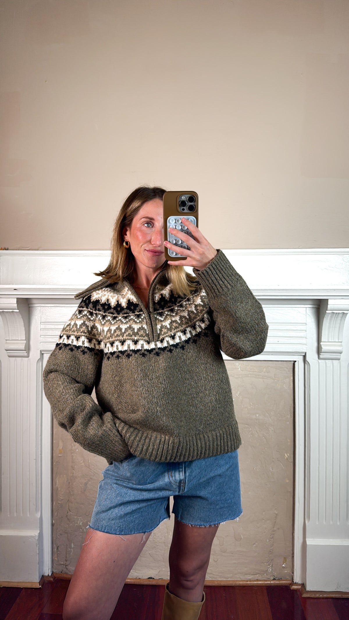Fair Isle Half Zip Up Pullover