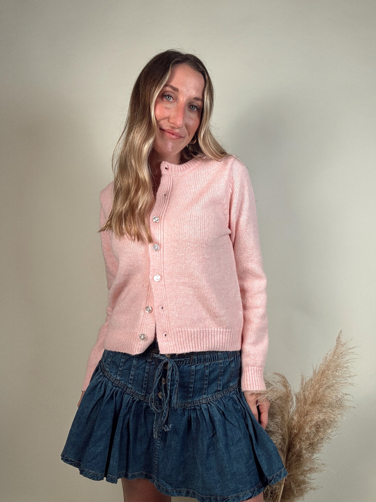 Denim Pintuck Detail Skirt