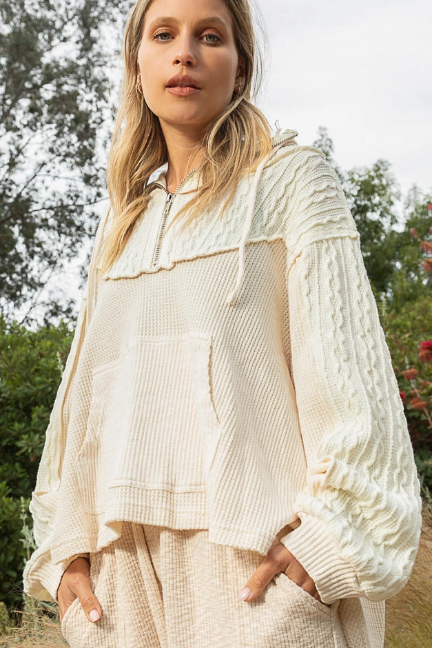 Heather Hooded Turtleneck Sweater