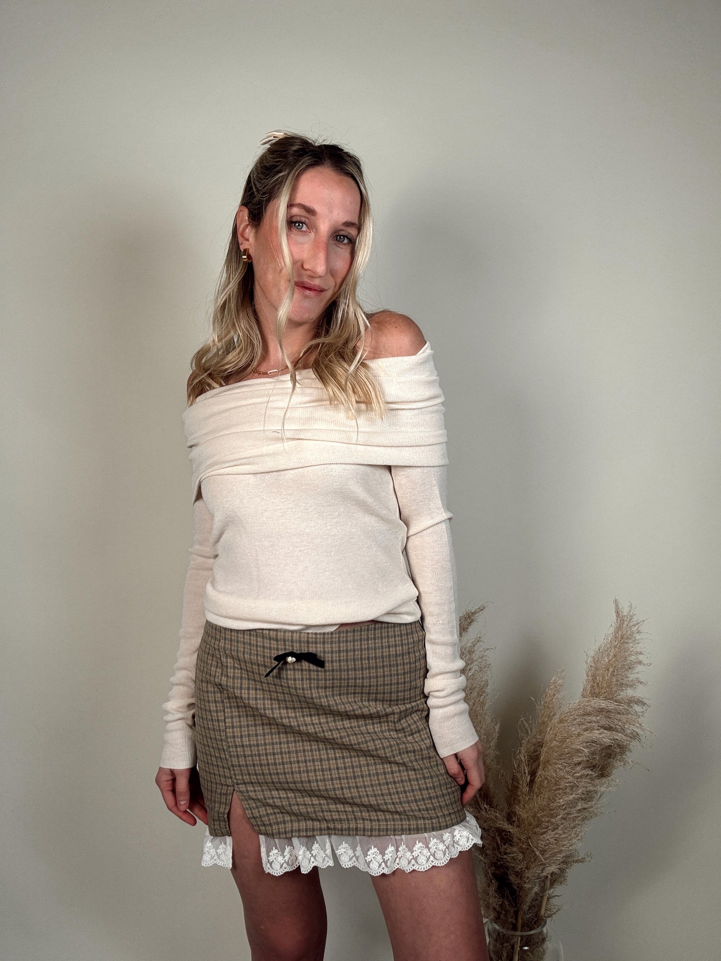 Gingham Print Mini Skirt