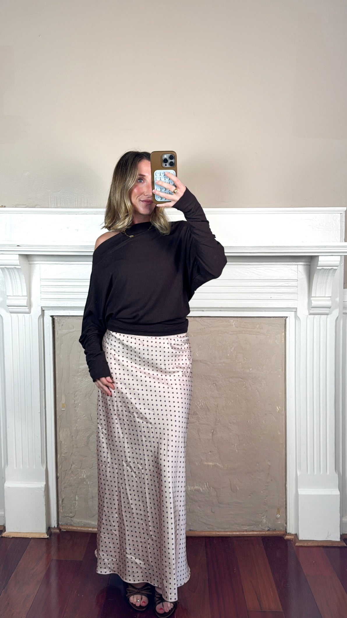 High-Density Jersey Dolman Sleeve Pullover -Brown