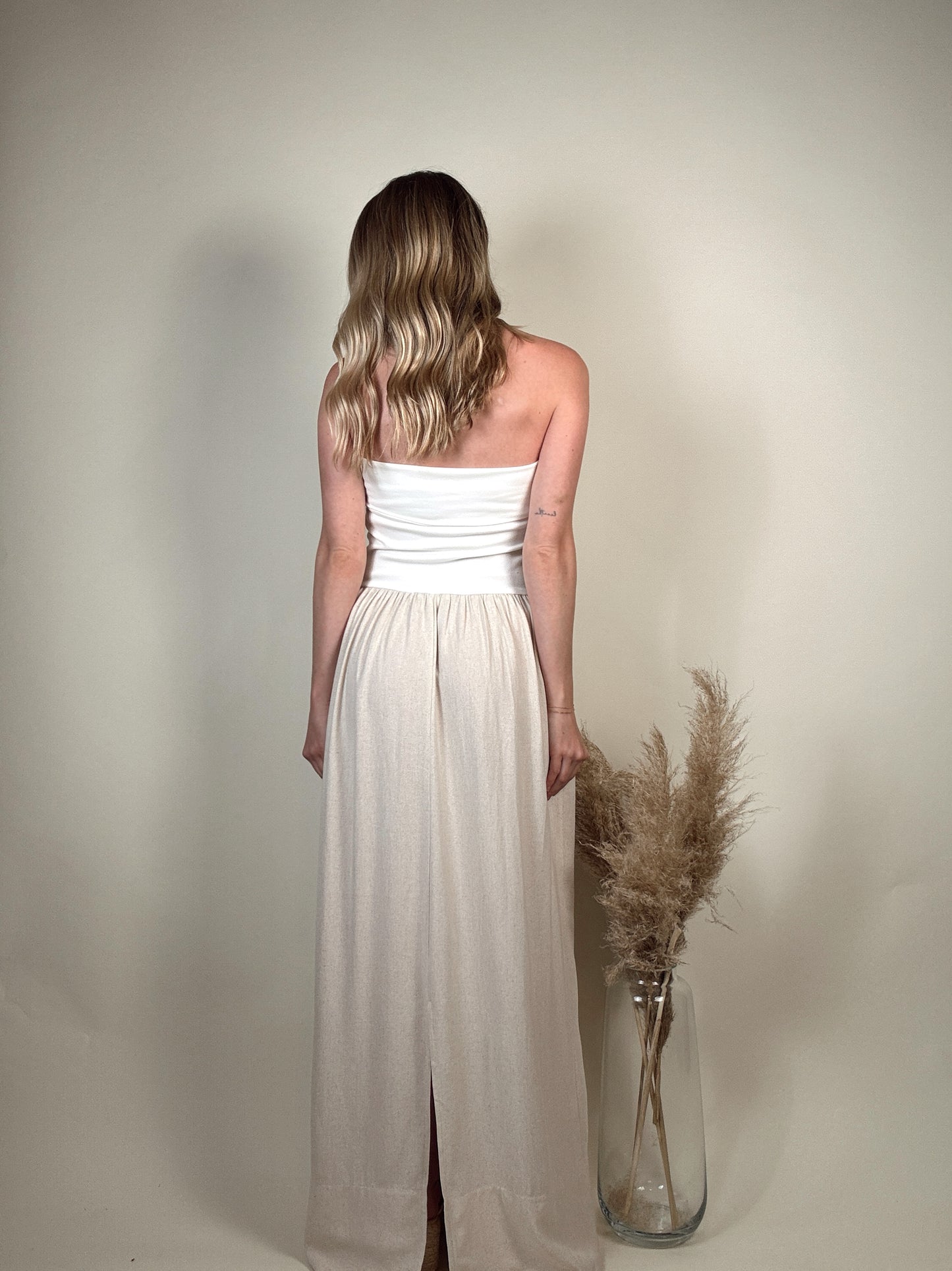 Remi Ribbed Linen Dress - White PREORDER END OF APRIL