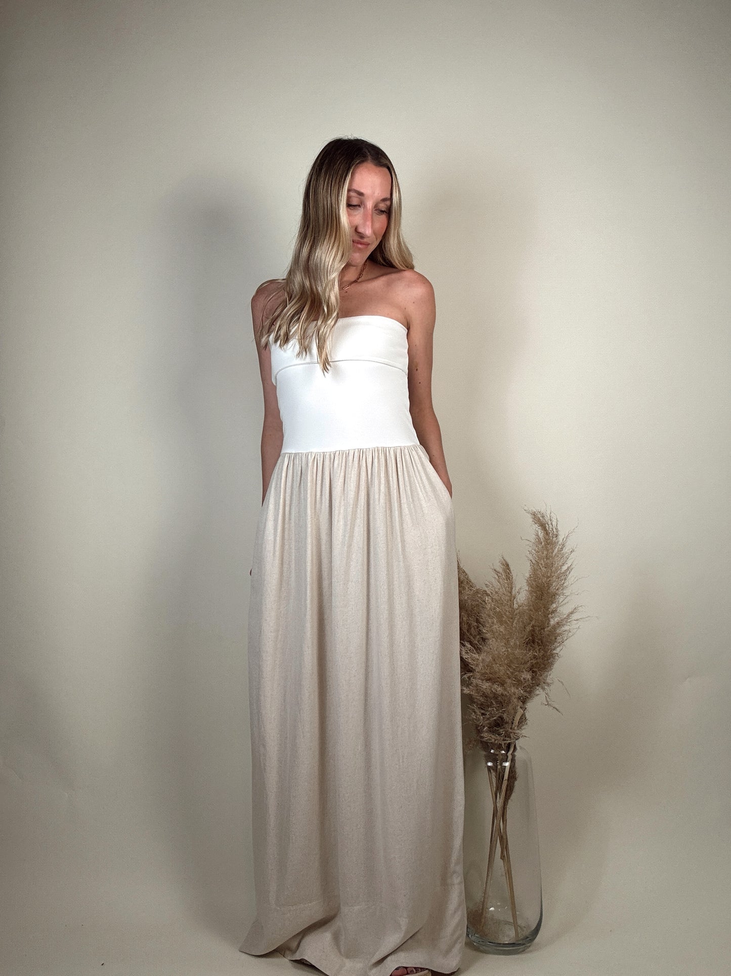 Remi Ribbed Linen Dress - White PREORDER END OF APRIL