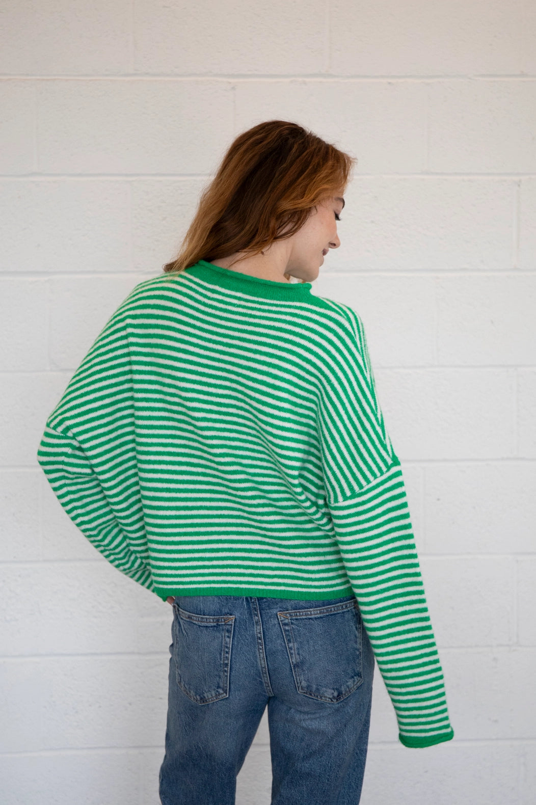 Nola Cardigan - Mini Striped Green