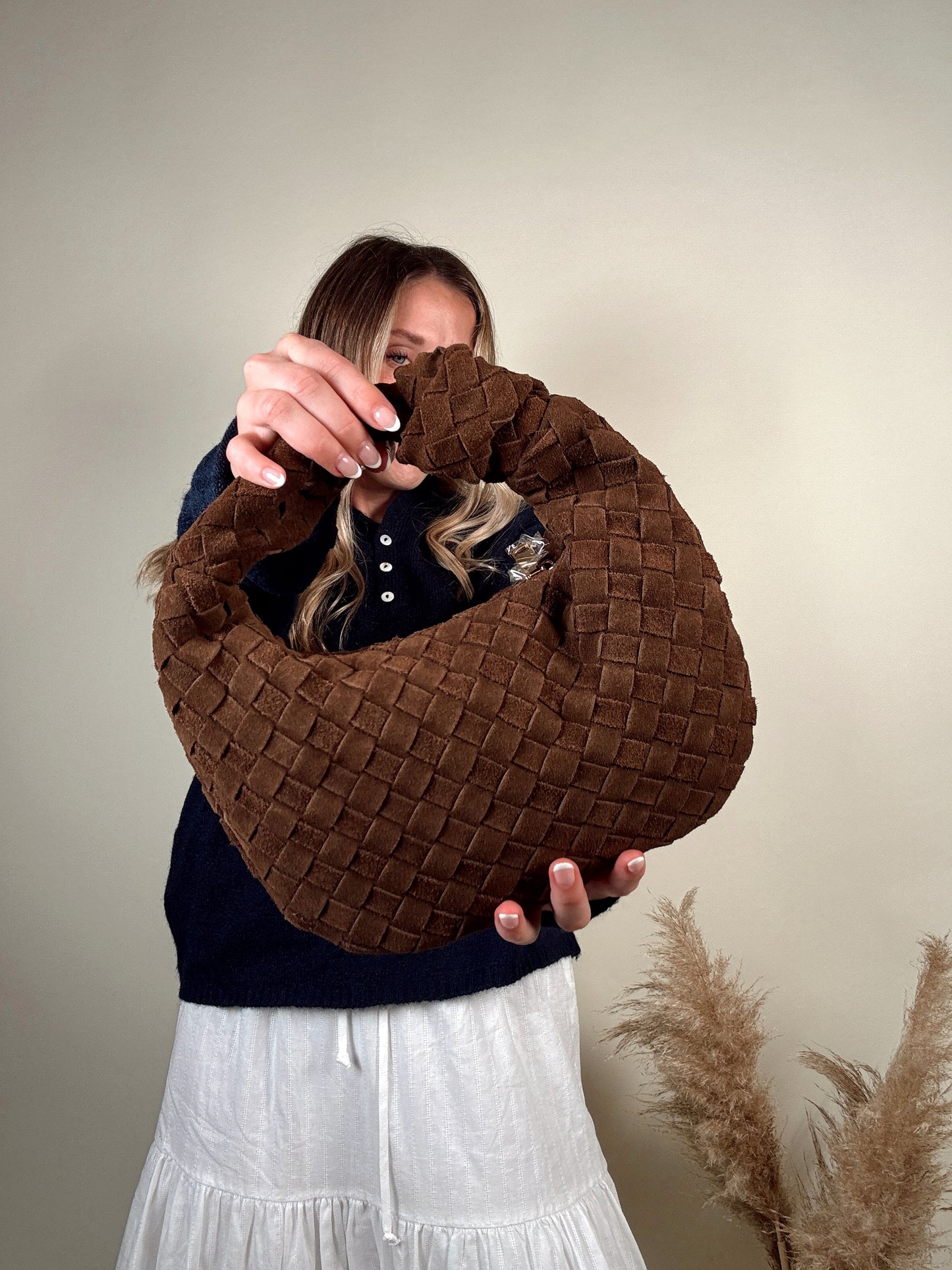 Autumn Woven Suede Leather Clutch