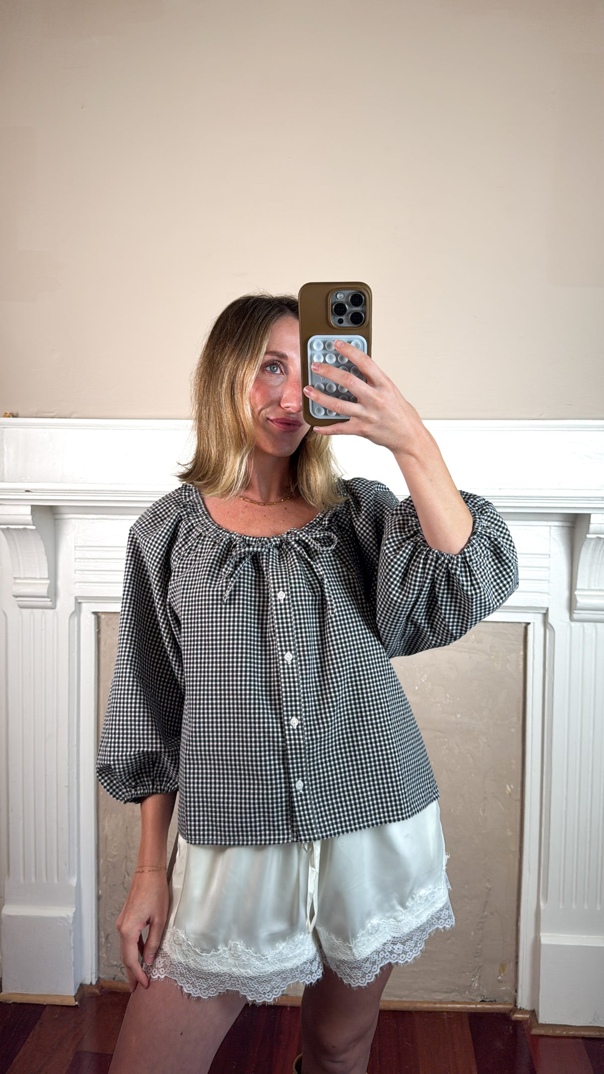 Gingham Peasant Blouse