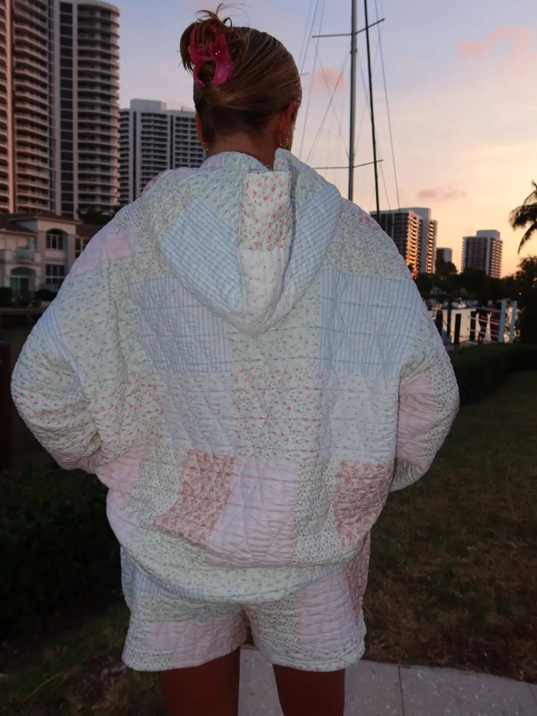 Quilted Pastel Hoodie Sweatshirt