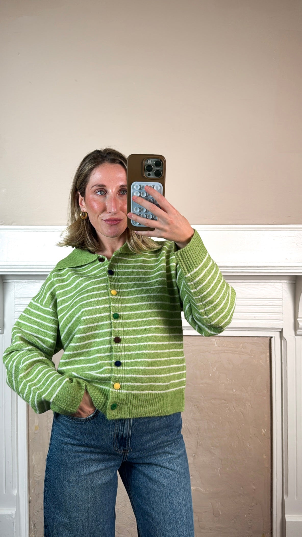 Striped Multicolor Button Cardigan