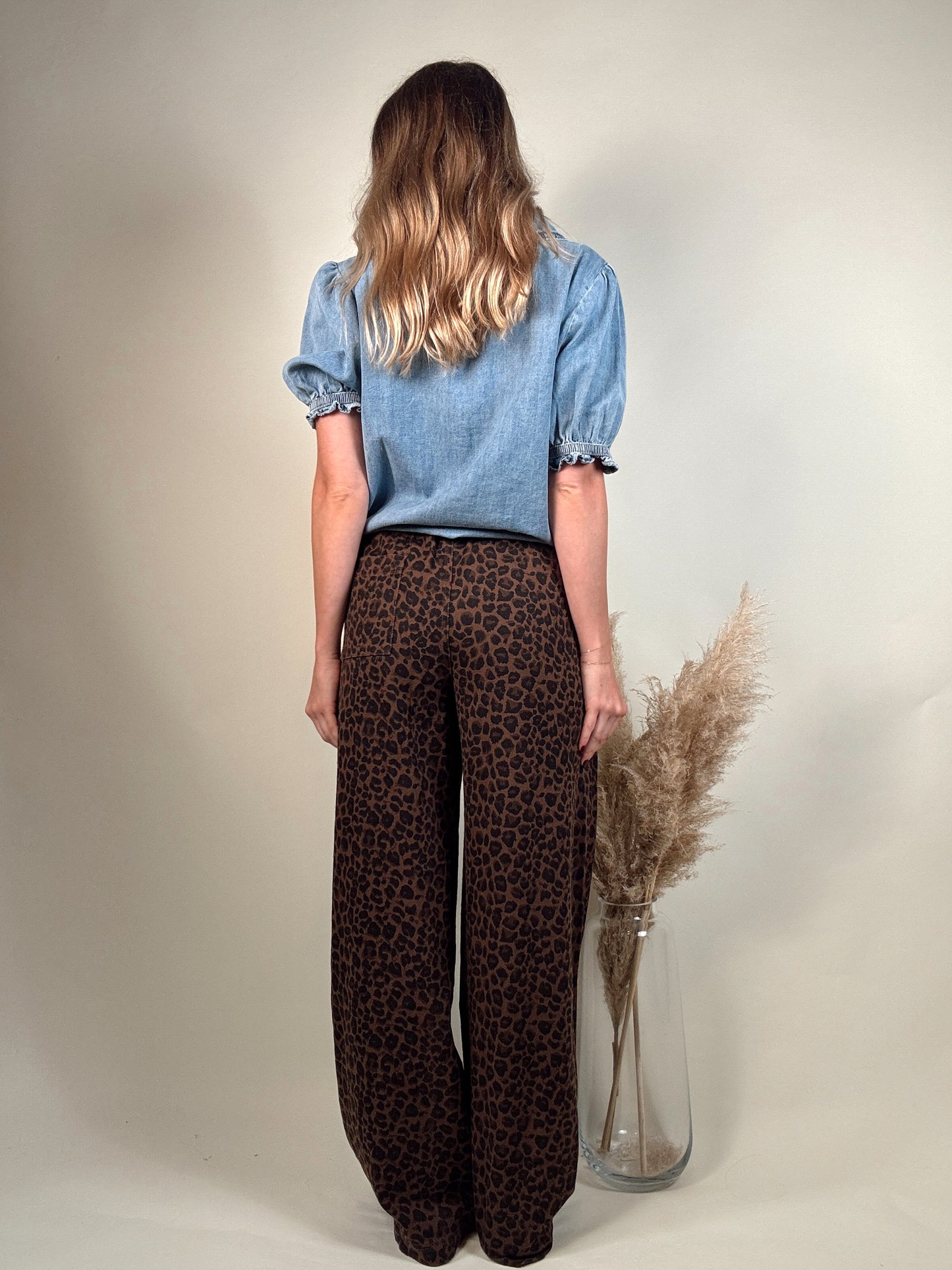 Leopard Print Denim Pants