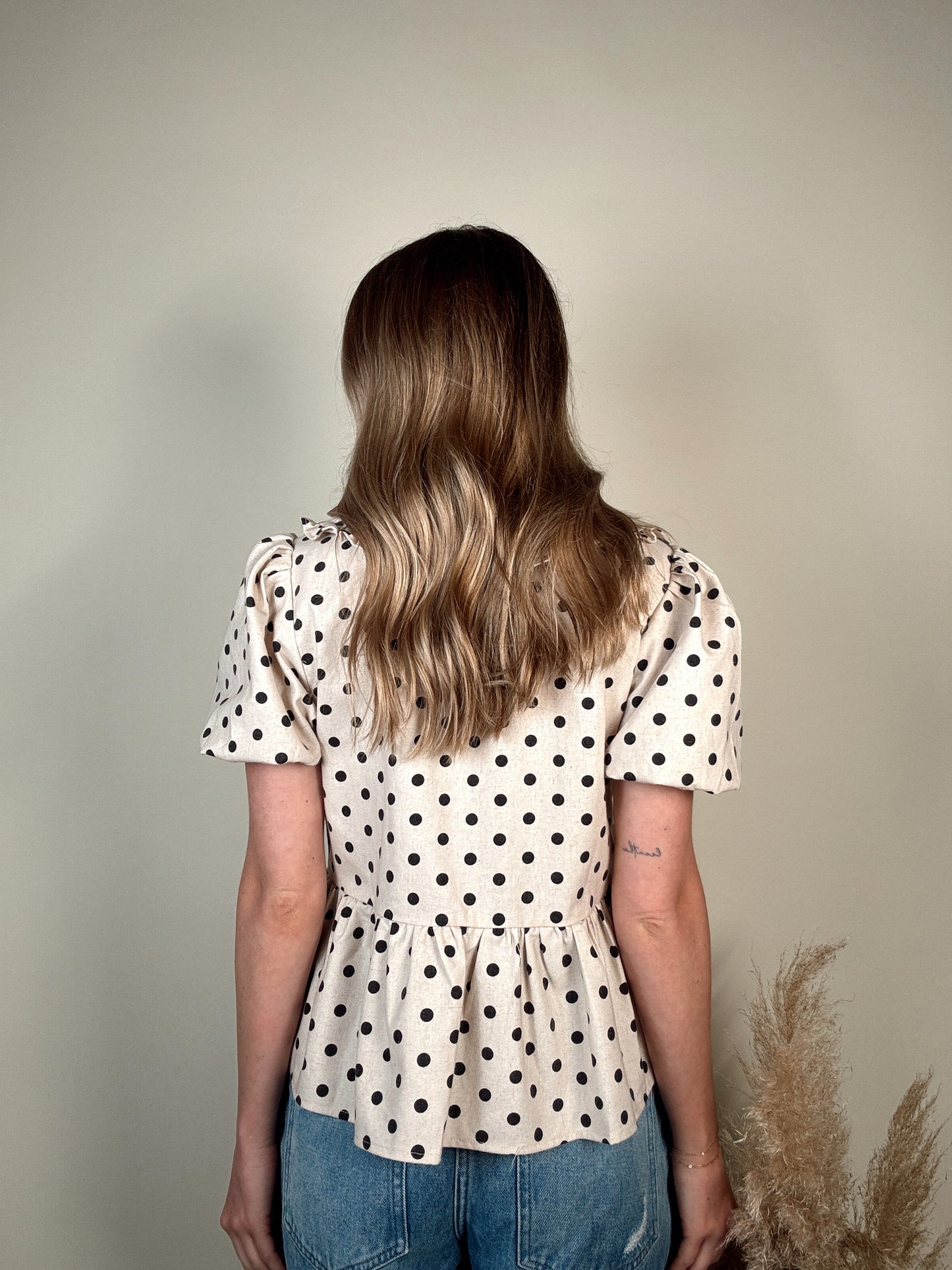 Polka Dot Linen Blouse