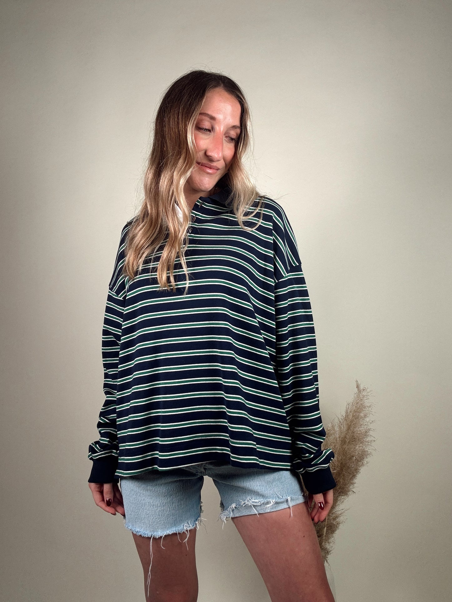 Navy Striped Rugby Top