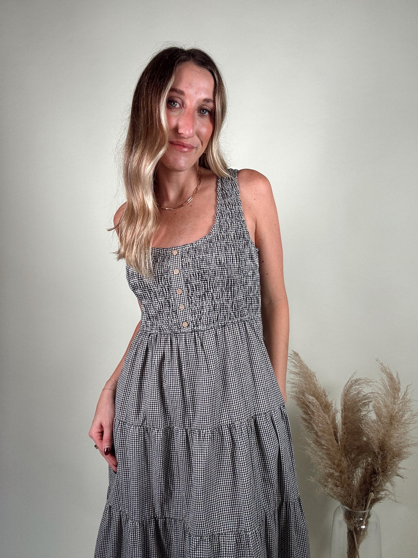 Preston Plaid Tiered Midi Dress
