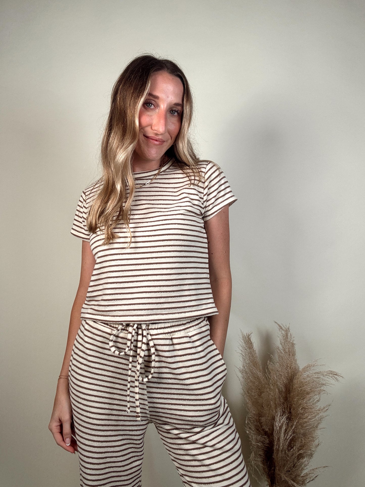 Sunday Lounge Striped Top and Pants Set