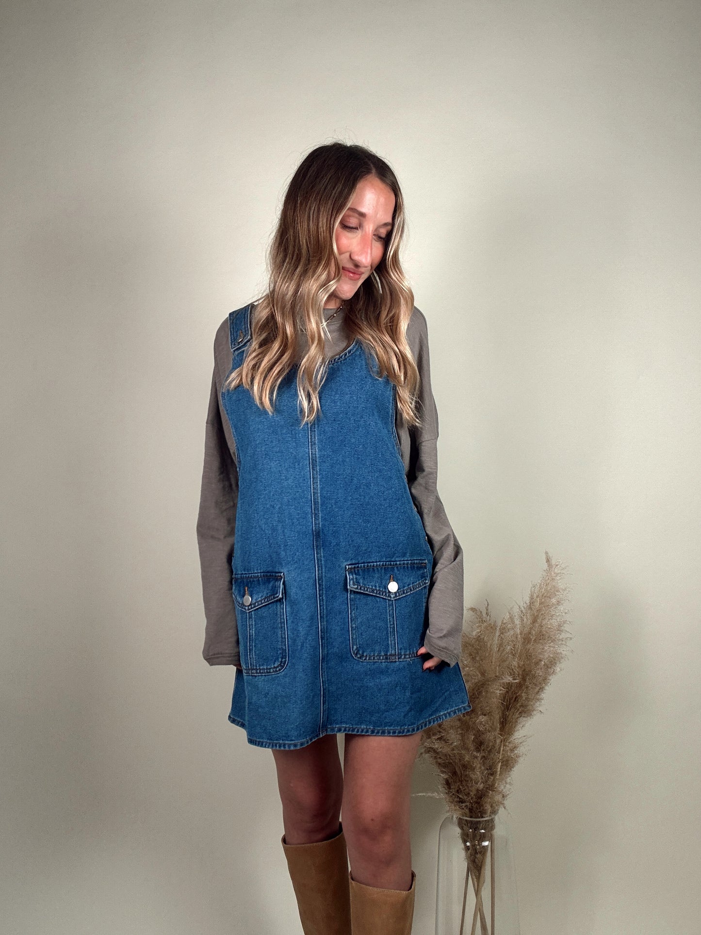 Denim Overall Mini Dress