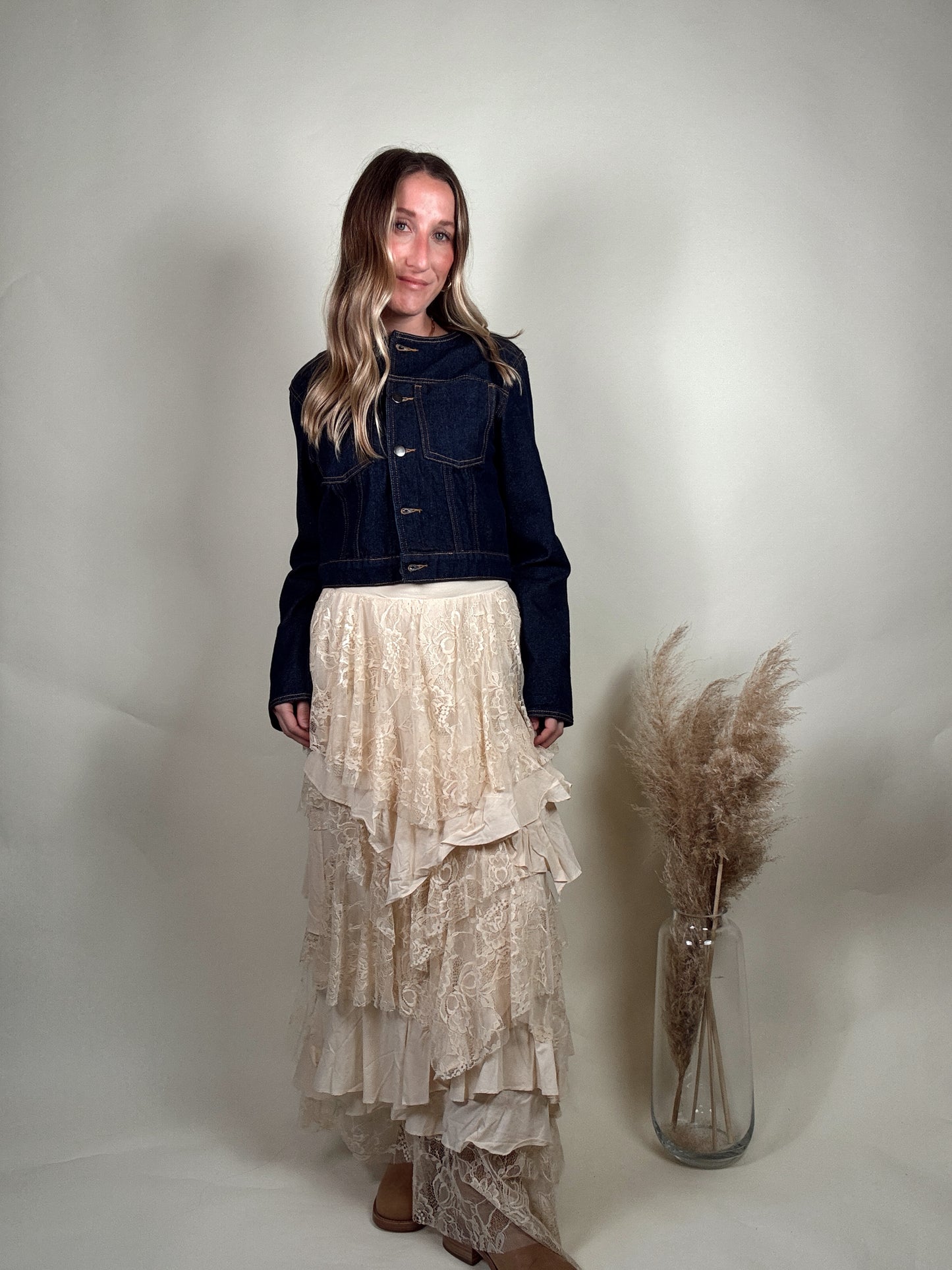 Ruffled Lace Maxi Skirt