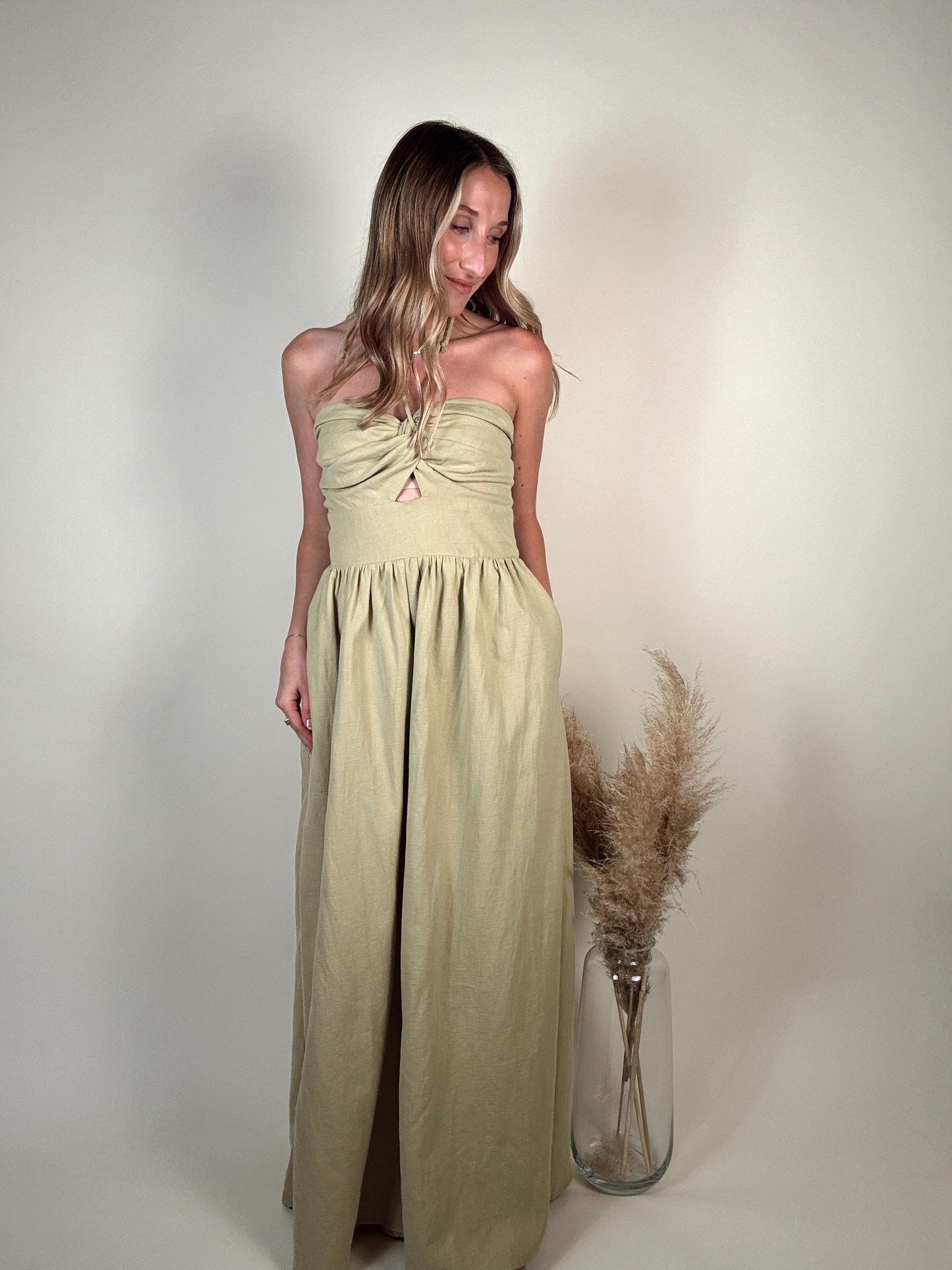 Lime Halter Neck Dress