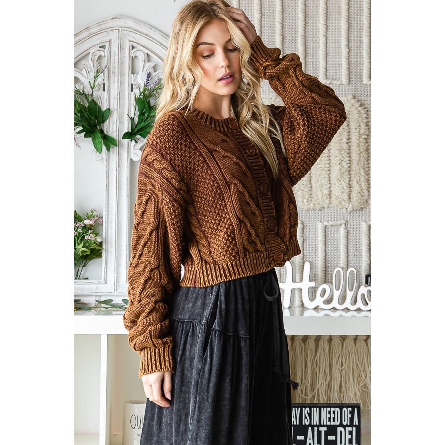 Whitney Washed Cable Knit Sweater