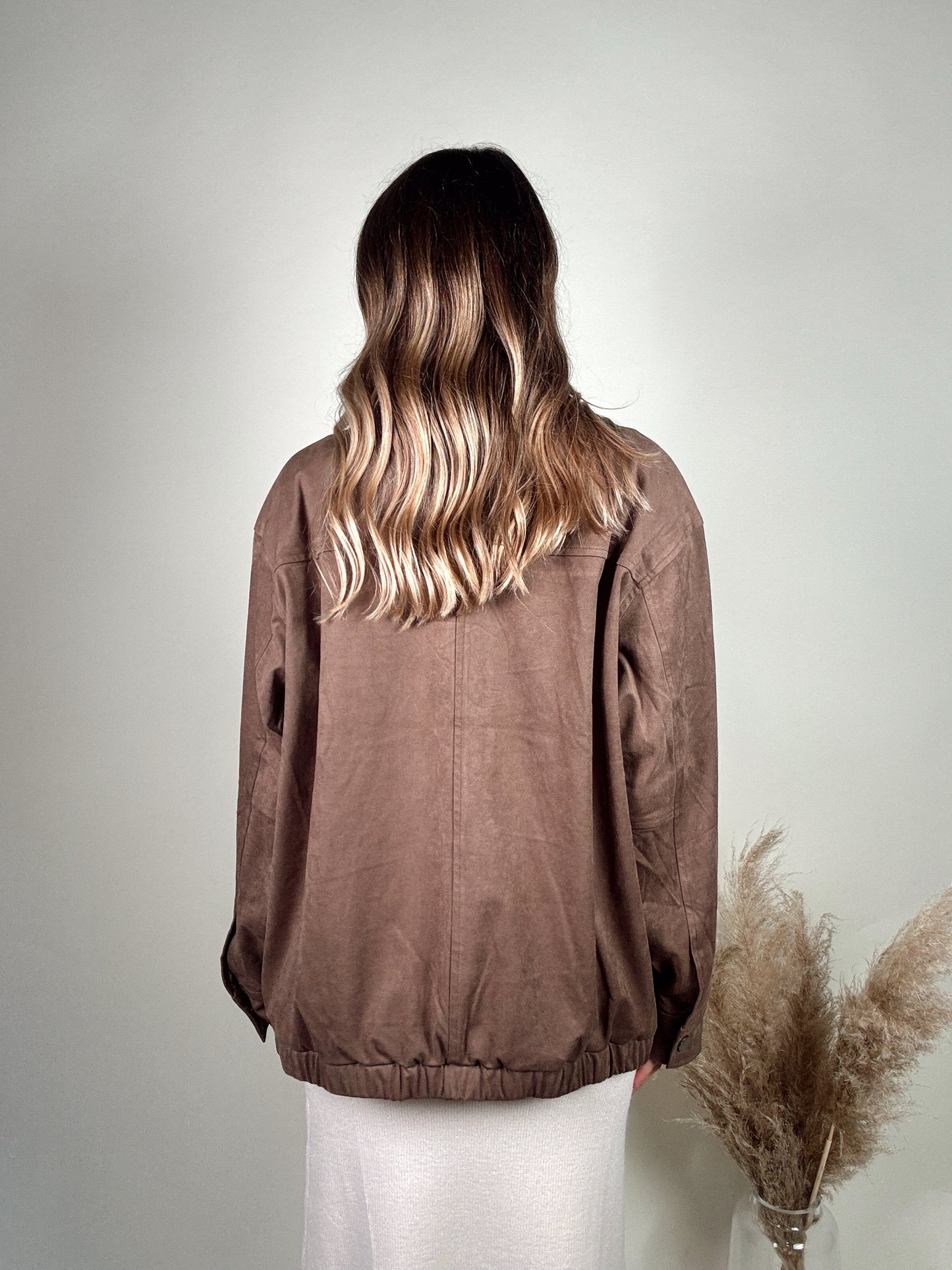 Suede Oversized Bomber Jacket