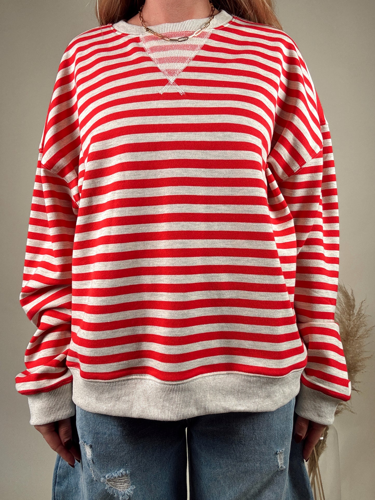 Red Striped Knitted Pullover