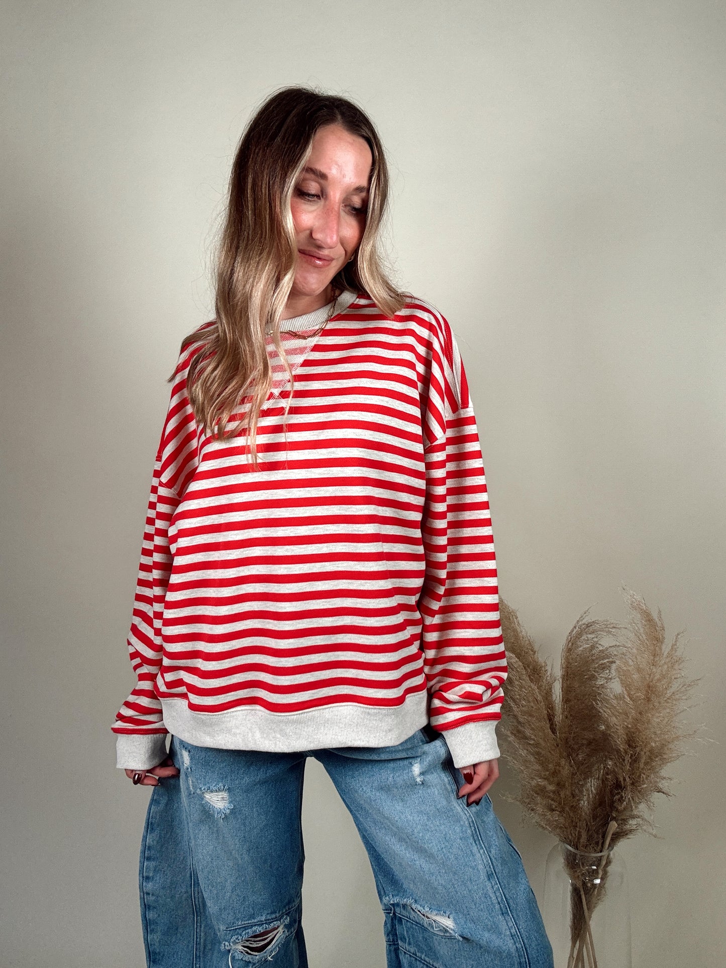 Red Striped Knitted Pullover