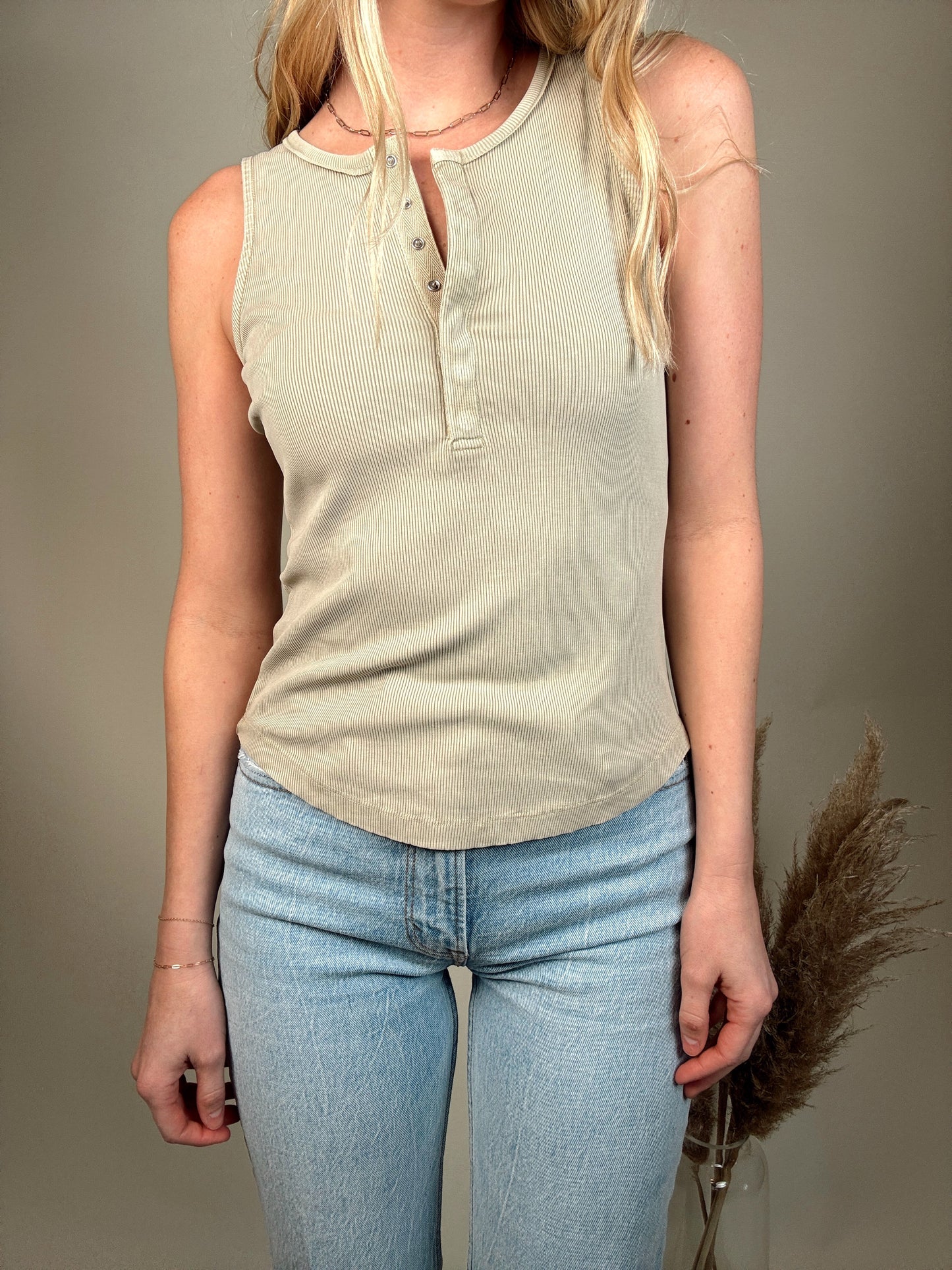 Ribbed Button Down Baby Tank