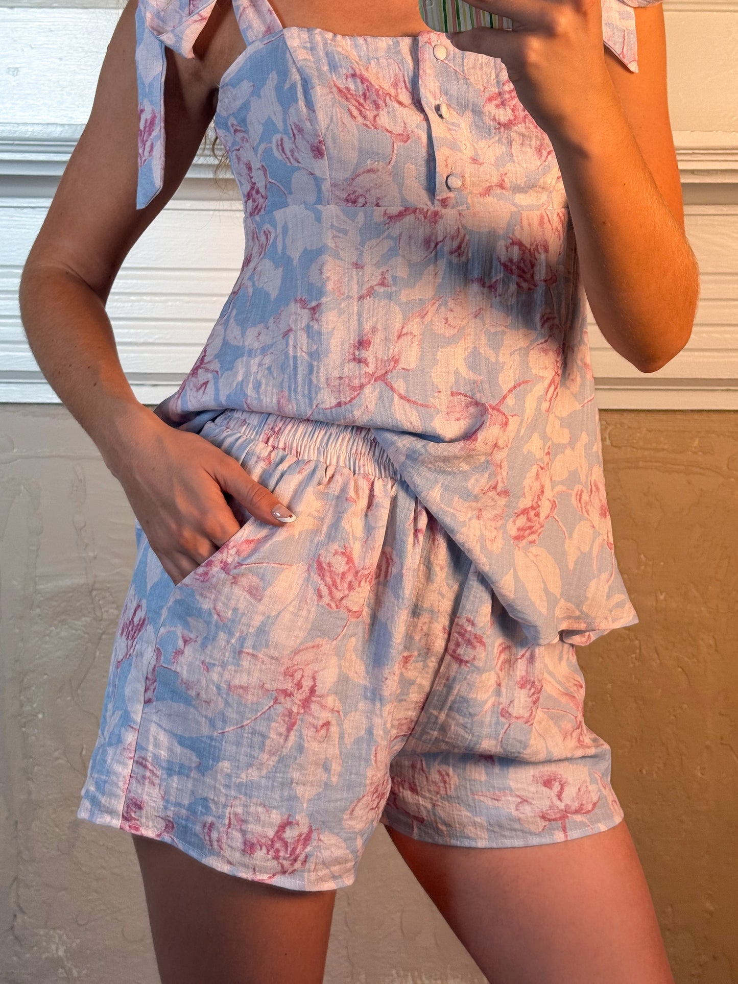 Floral Top and Shorts Set