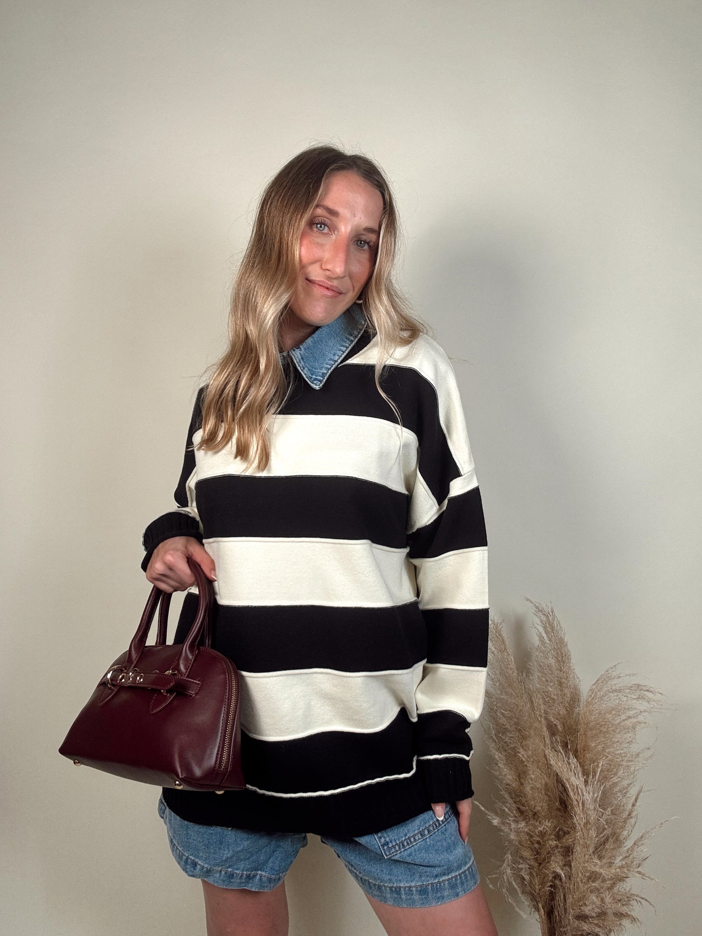Clermont Striped Pullover - Black