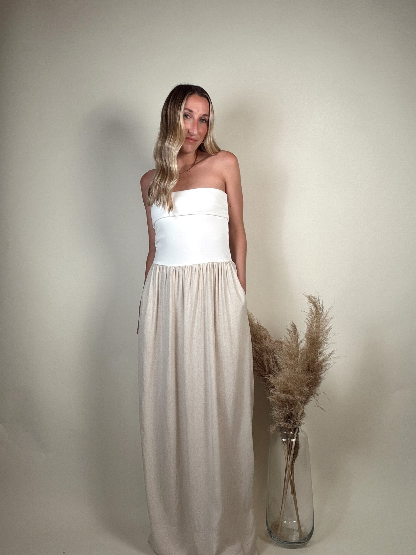 Remi Ribbed Linen Dress - White PREORDER END OF APRIL