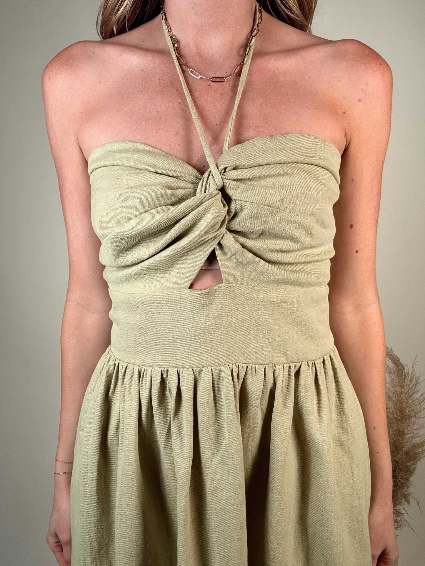 Lime Halter Neck Dress
